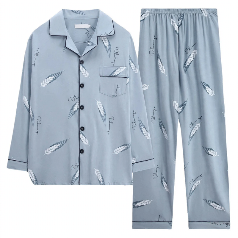 Men's Pajama Set, Cotton, Long Sleeve, Checked