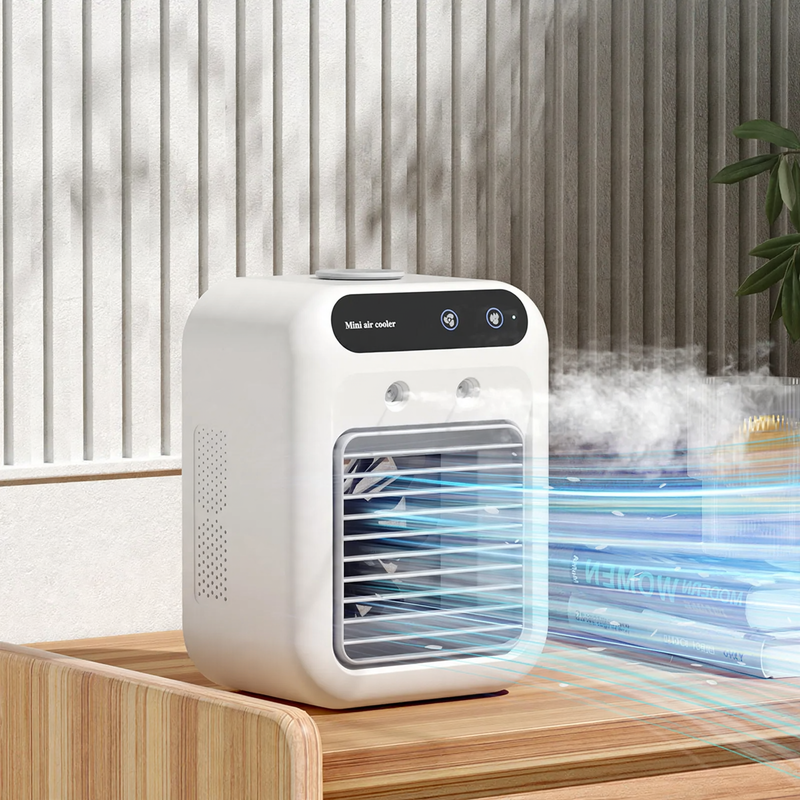 Portable table cooling fan with misting function