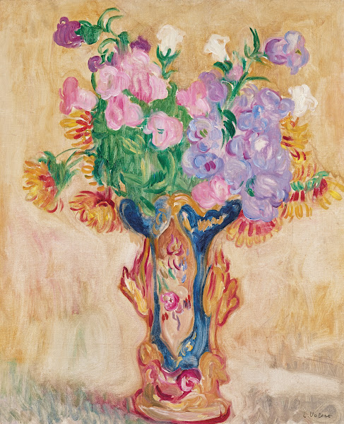 Grand bouquet au vase en porcelaine