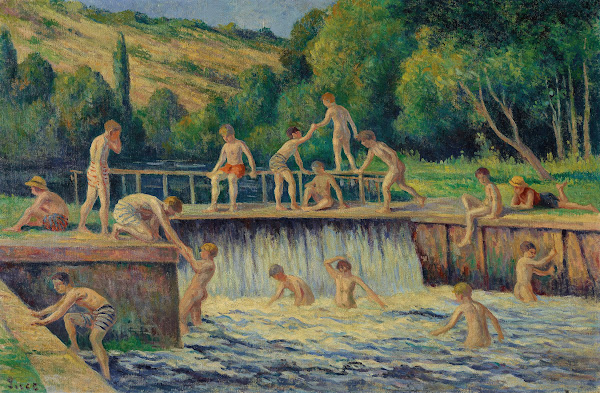 La baignade à Bessy sur Cure circa 1908