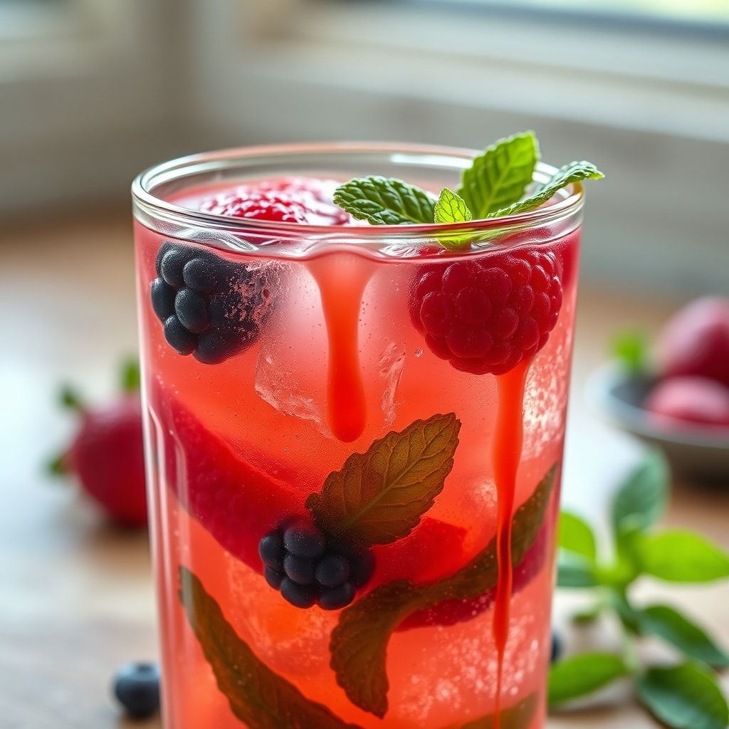 Easy Fizzy Berry Drink with Fresh Mint for Summer (5-Minute Homemade Refresher) finished