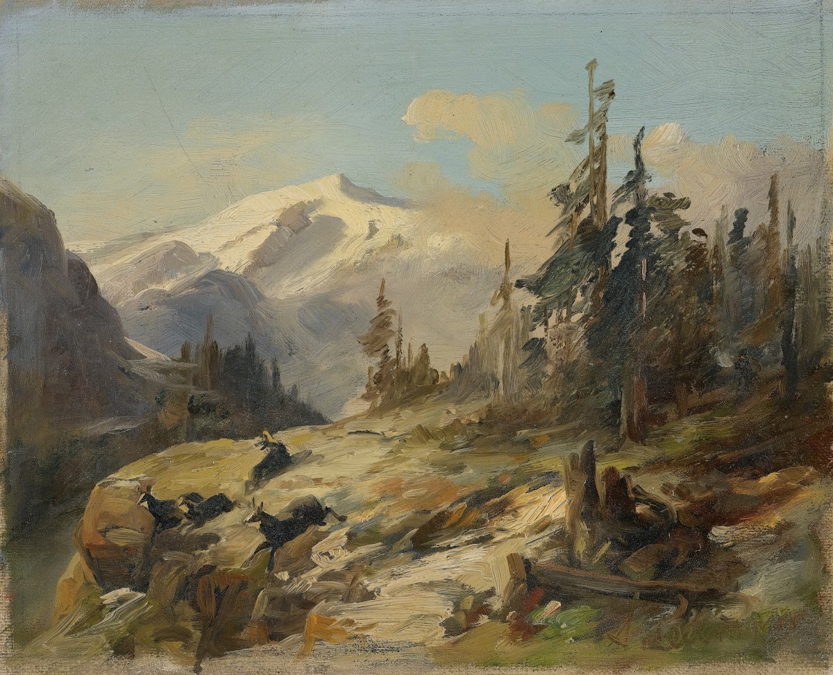 Mountain Landscape With Chamois Deer