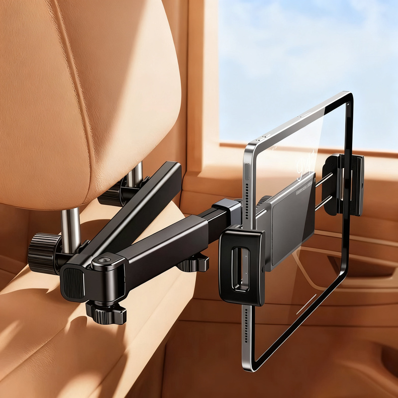 Tablet holder for car seat, adjustable