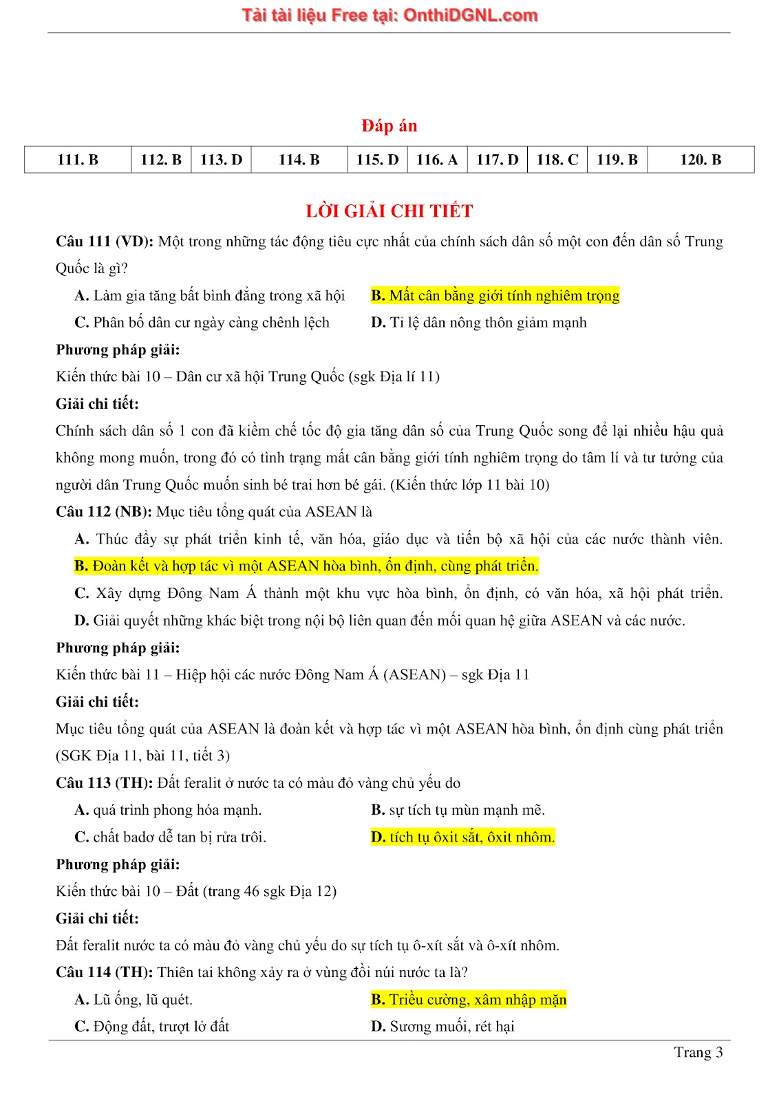 150bài tập môn Địa Lý - Ôn thi ĐGNL ĐHQG TP hà nội Phần 15