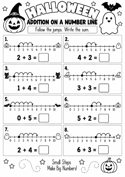 Halloween Addition on a Number Line