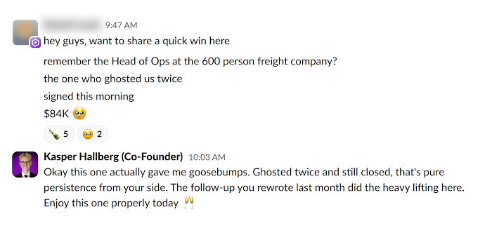 Client message in Slack