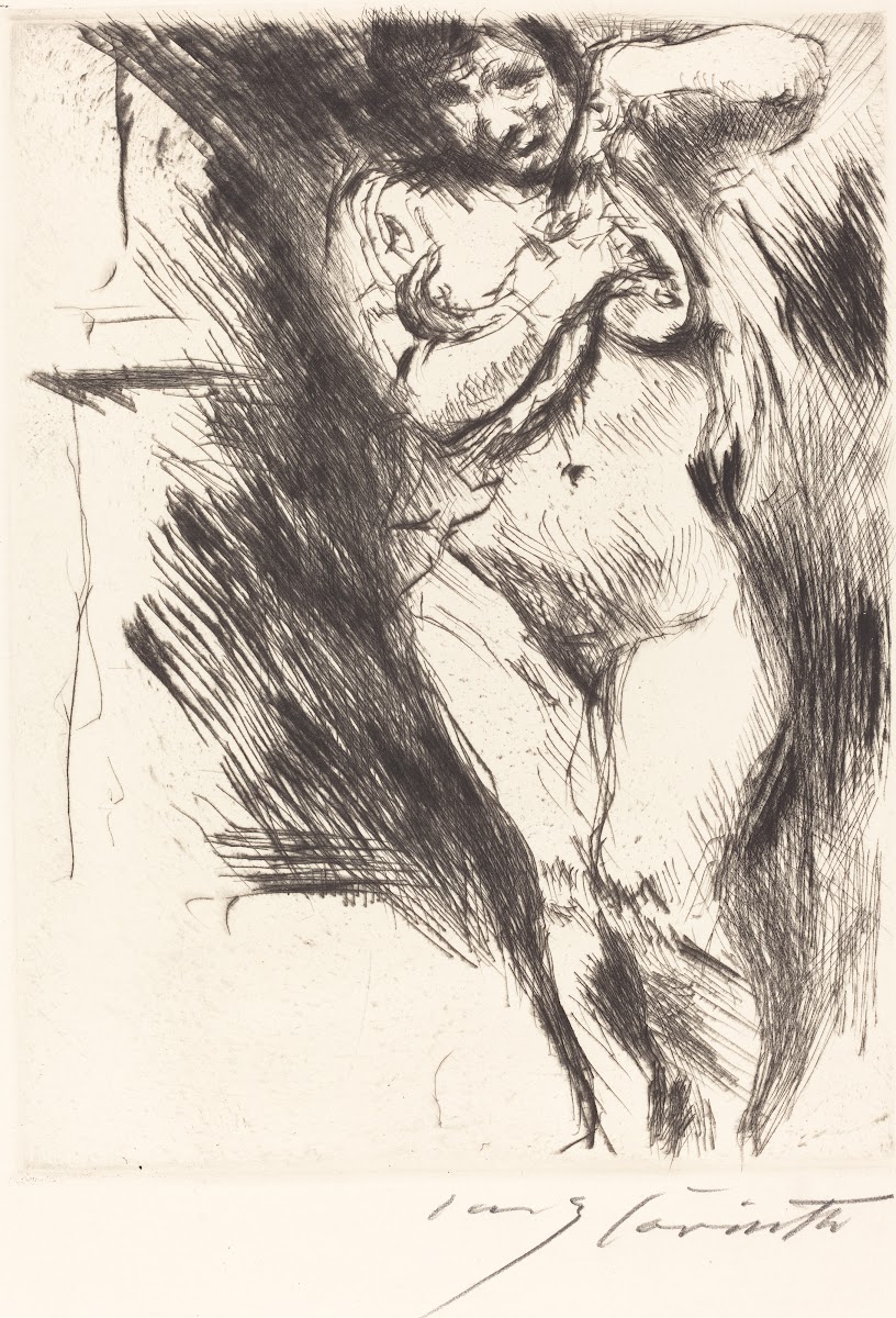 Woman Undressing Akt mit hochgehobenem Hemd 1921