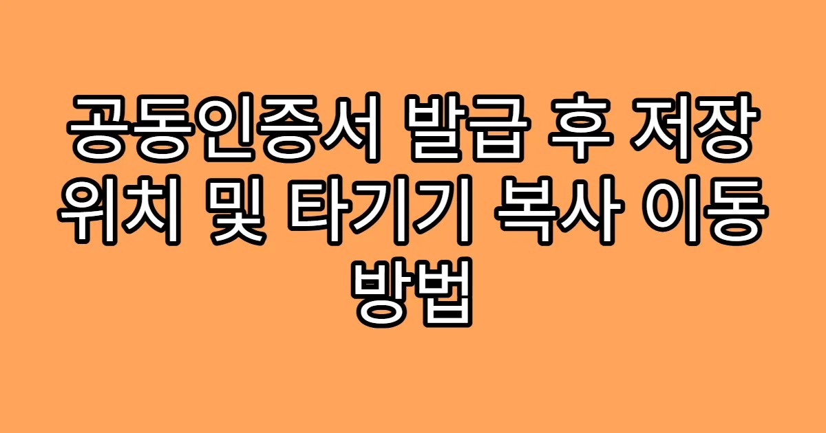 공동인증서 발급 후 저장 위치 및 타기기 복사 이동 방법