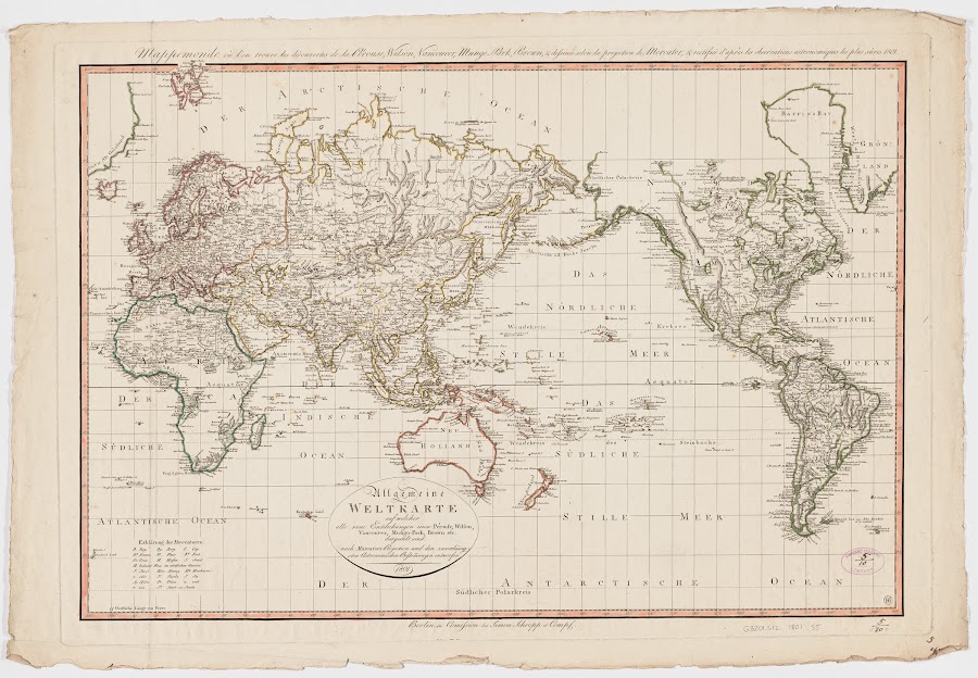 1801_Allgemeine Weltkarte auf welcher alle neue Entdeckungen eines Pérouse