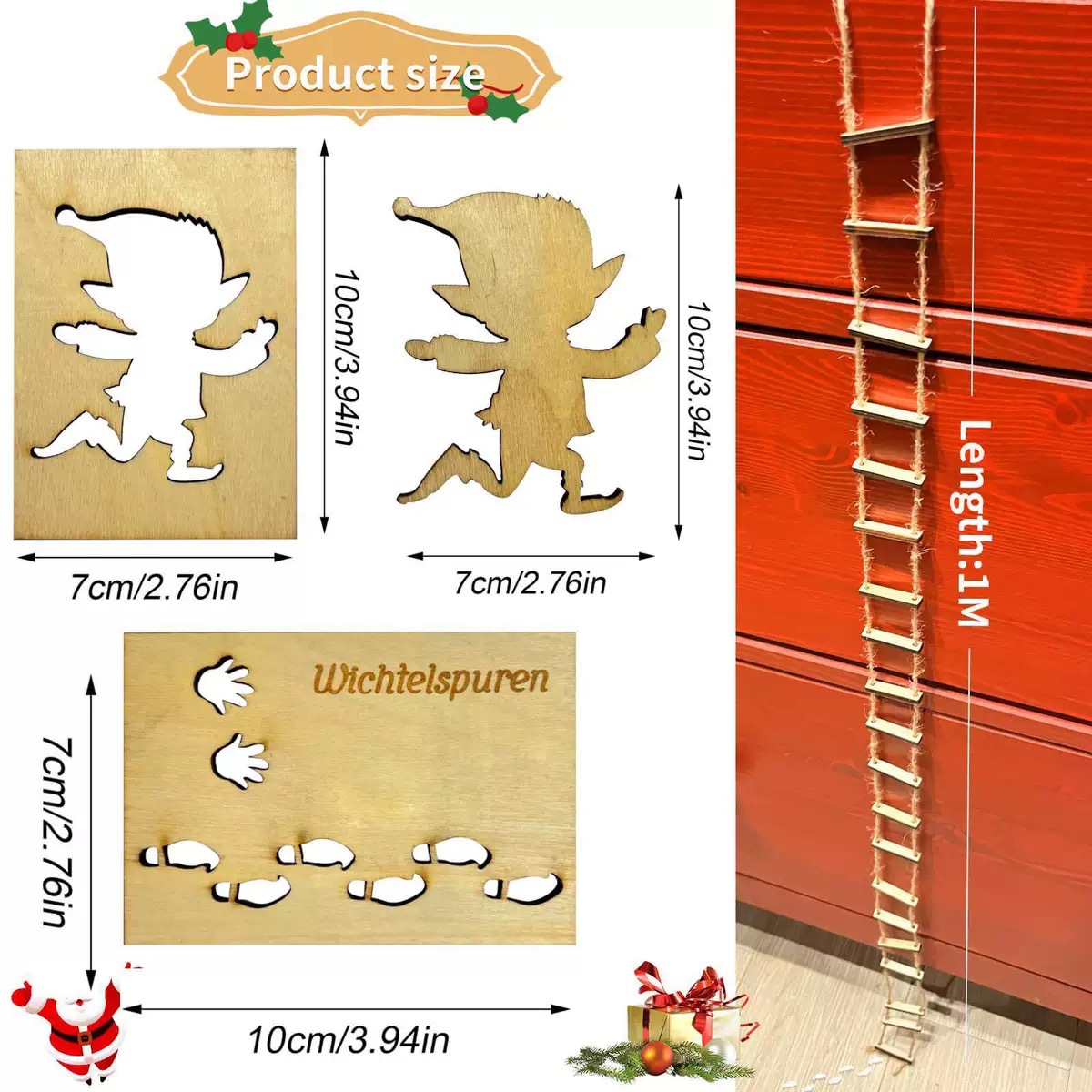 Dekorative Holz-Wichtel-Elemente für Weihnachtsdekoration