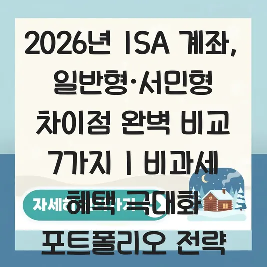 ISA 계좌 일반형 서민형 차이점 및 비과세 혜택 극대화하는 포트폴리오 전략 대표 이미지