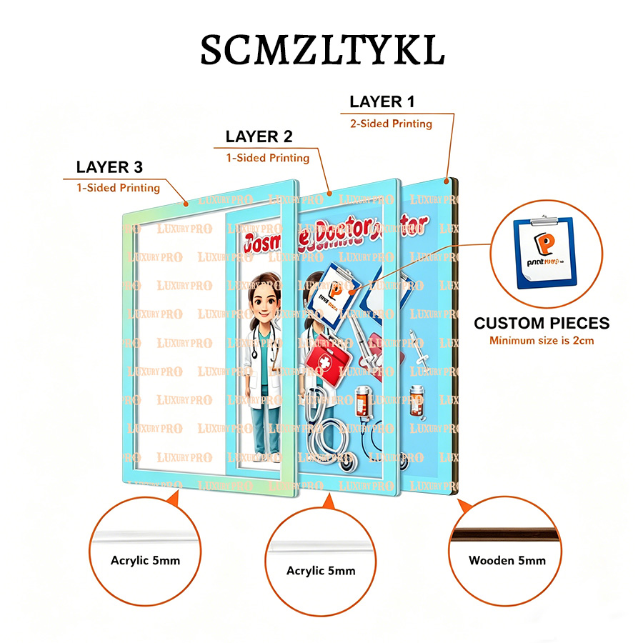 Three-layer Wooden 3D Acrylic