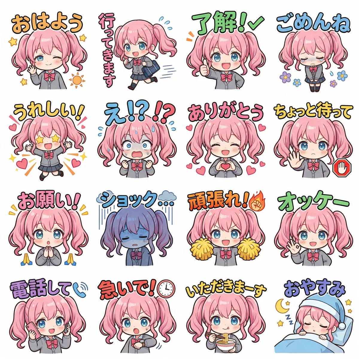 Pegatinas bonitas de LINE para chicas de instituto
