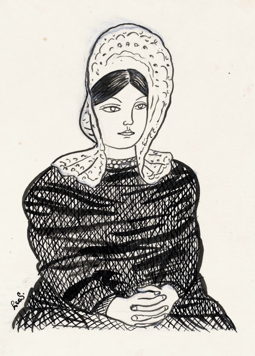 Vrouw met kapje op het hoofd 1891
