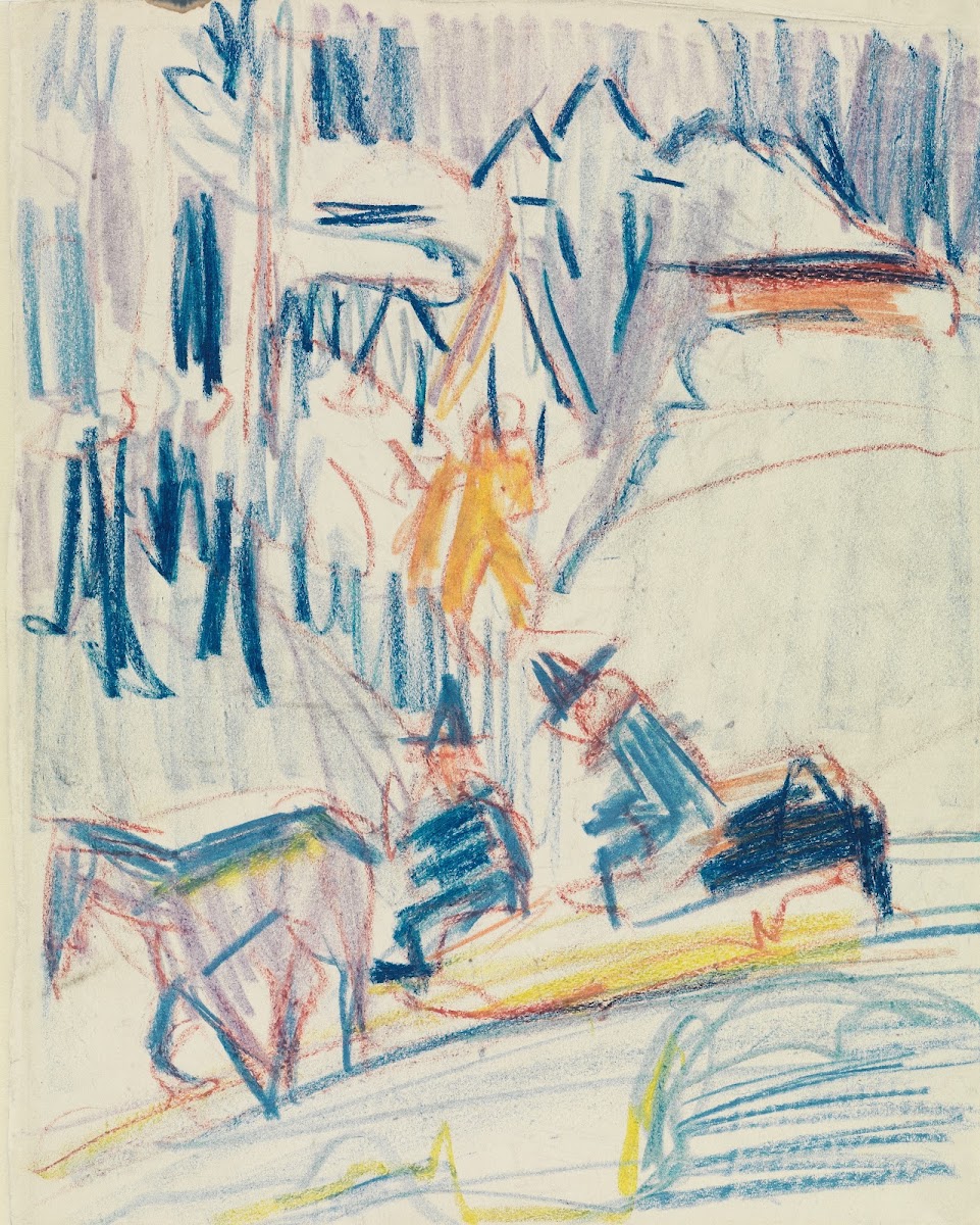 Pferdeschlitten mit zwei Männern im Hochgebirge 1922 1923