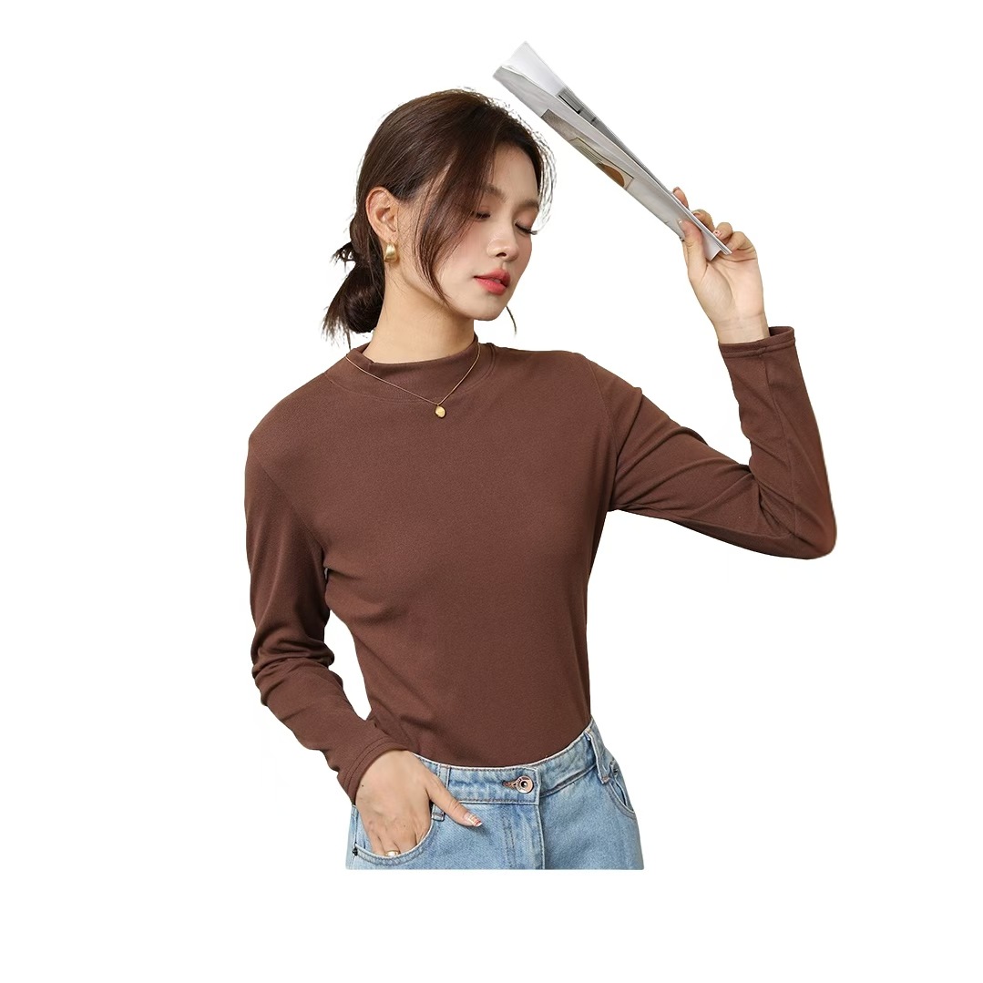 Dünnes Langarm-Strickshirt mit Stehkragen