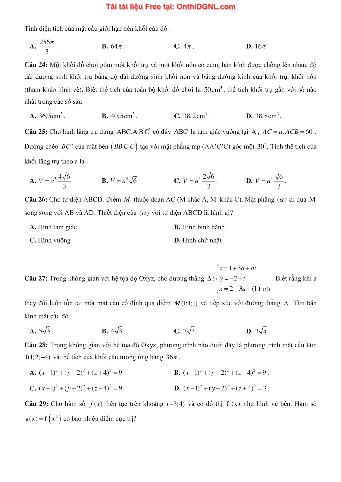 1300 bài tập môn Toán - Ôn thi ĐGNL ĐHQG Hà Nội Phần 17