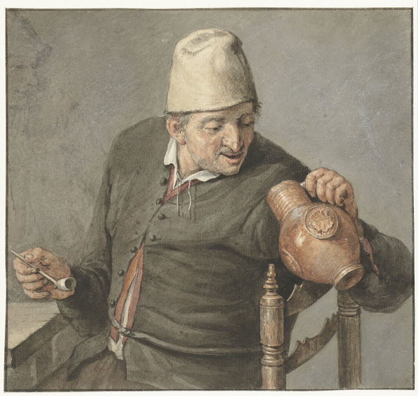 Roker kijkend in een kruik 1670   1750