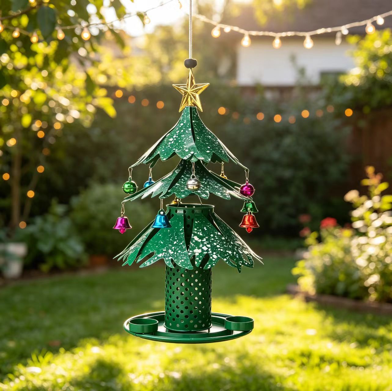Weihnachtsbaum-Vogelhaus aus Eisen zum Aufhängen
