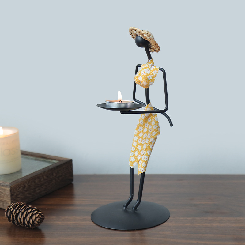 Iron candle holder, hand shape, vintage style