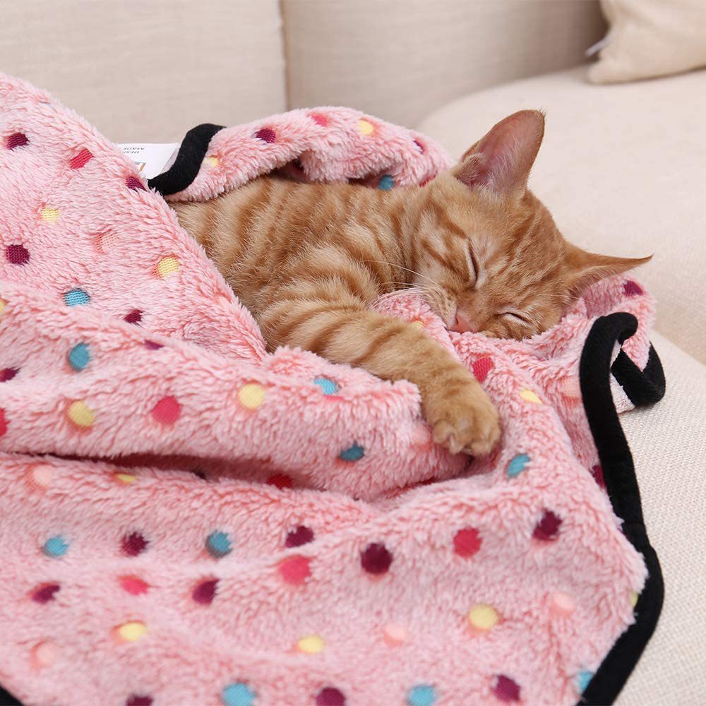 Fleece pet mat with paw and bone pattern