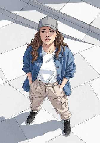 Street Style Girl Looking Up