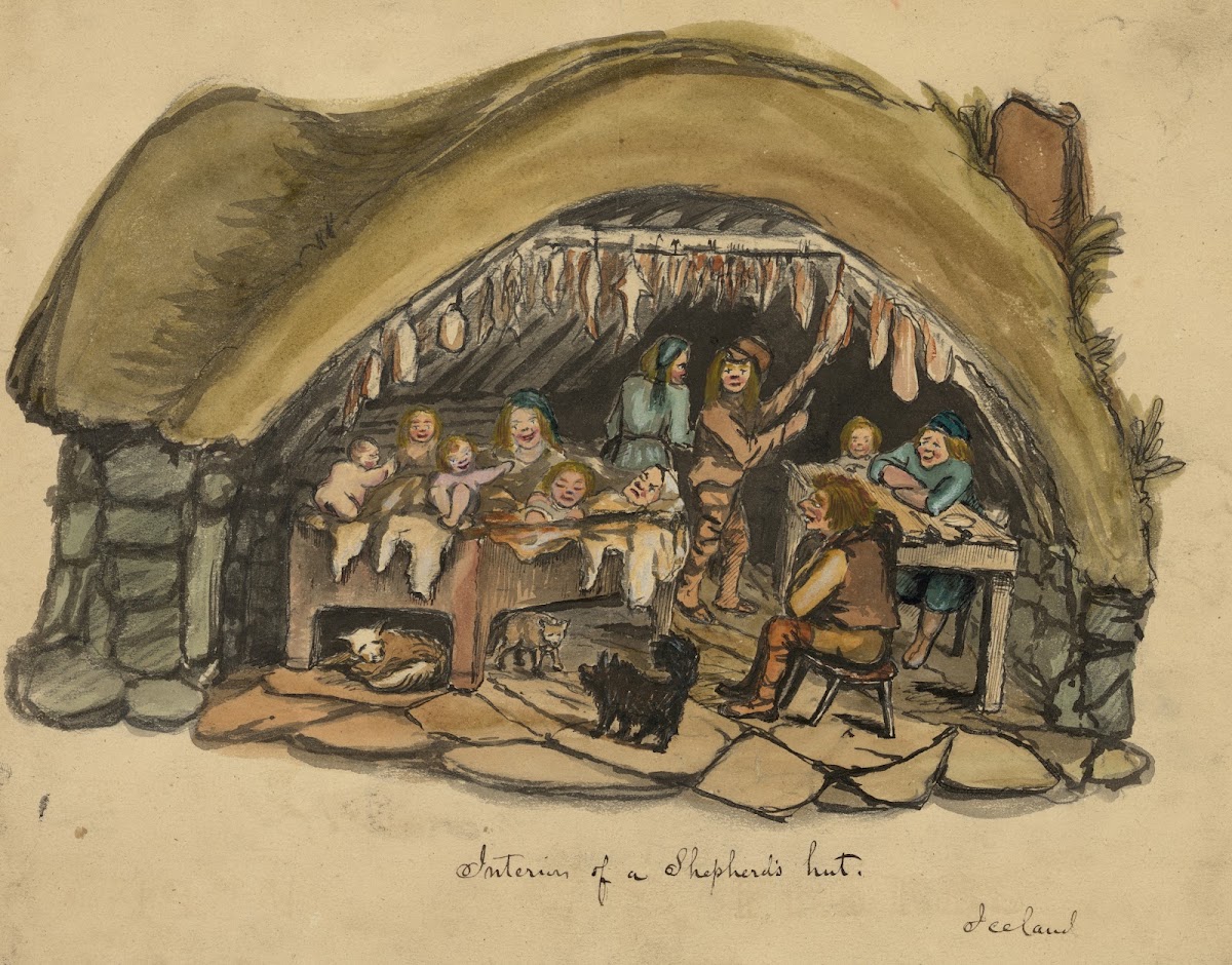 Interior of a shepherds hut Iceland 1862
