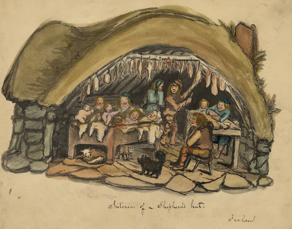 Interior of a shepherds hut Iceland 1862