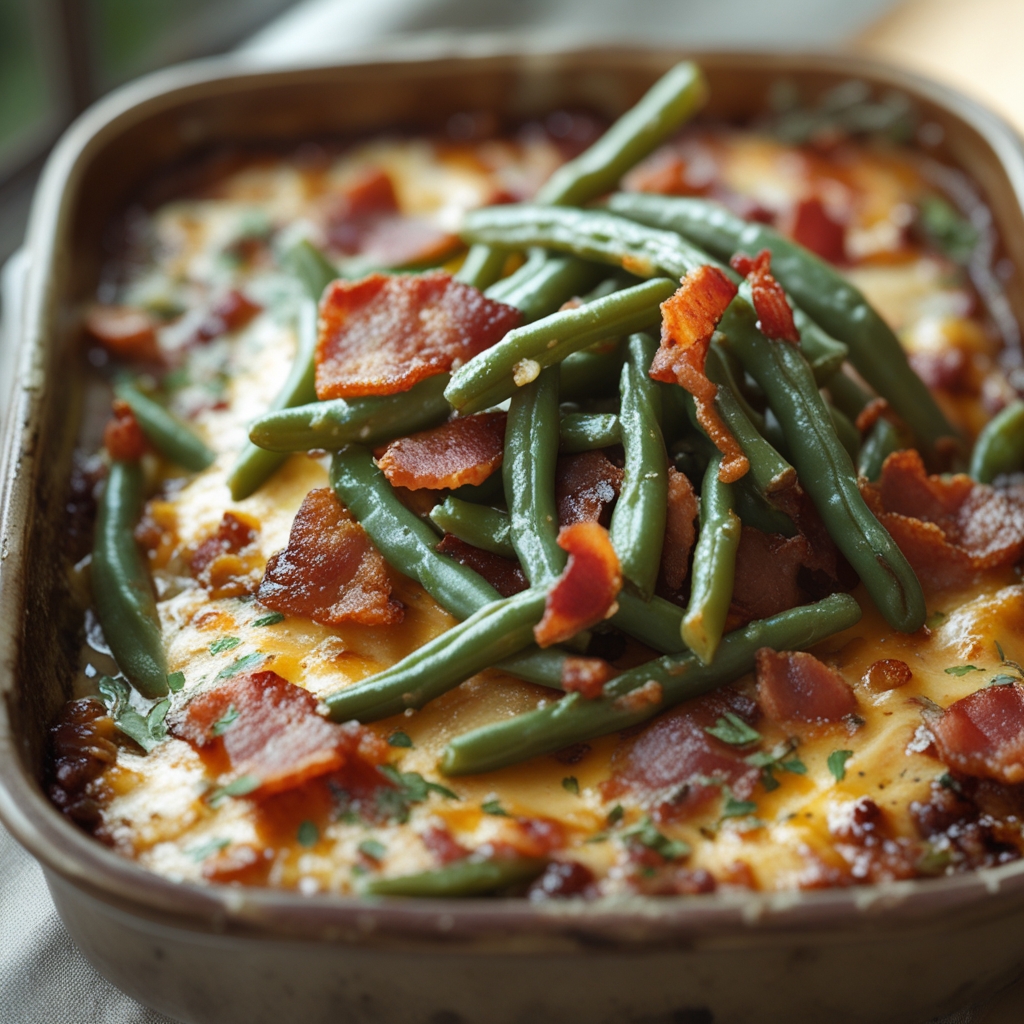 Bacon Loaded Green Bean Casserole - Easy Homemade Comfort Side Dish