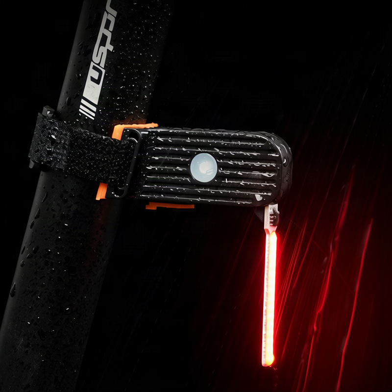 Bike rear light with flow light effect, USB-C