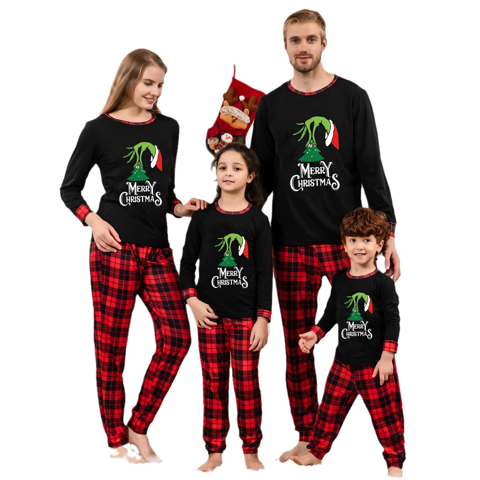 Family Pajama Set with Check Pattern