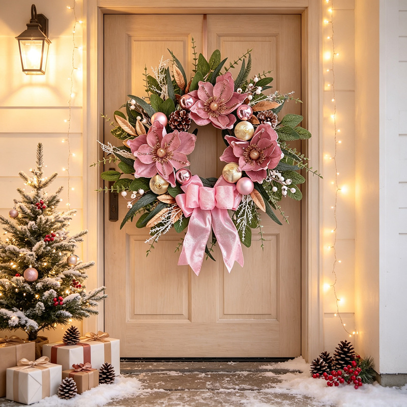 Christmas wreath in pink, 60 cm