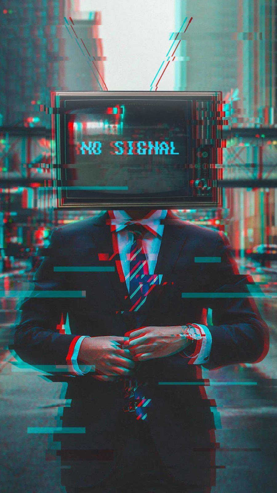 TV Head Glitch Art Image