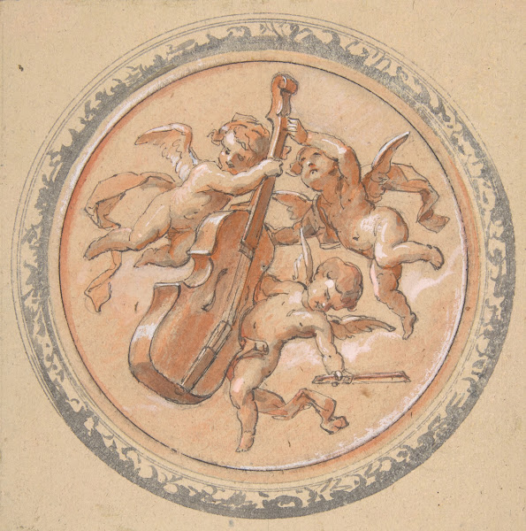 Medallion with putti holding a cello 19th Century