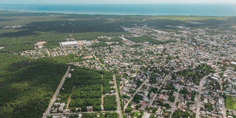 Aerial view of Tulum surrounded by jungle