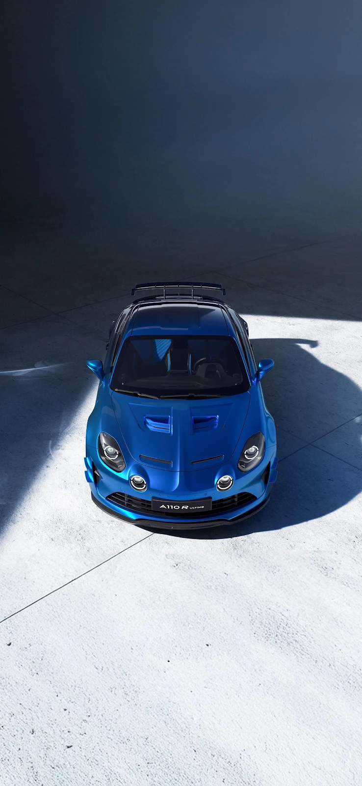 Blue Alpine A110 R Sports Car - Automotive Studio Photography 2K iPhone Wallpaper (1771x3837)