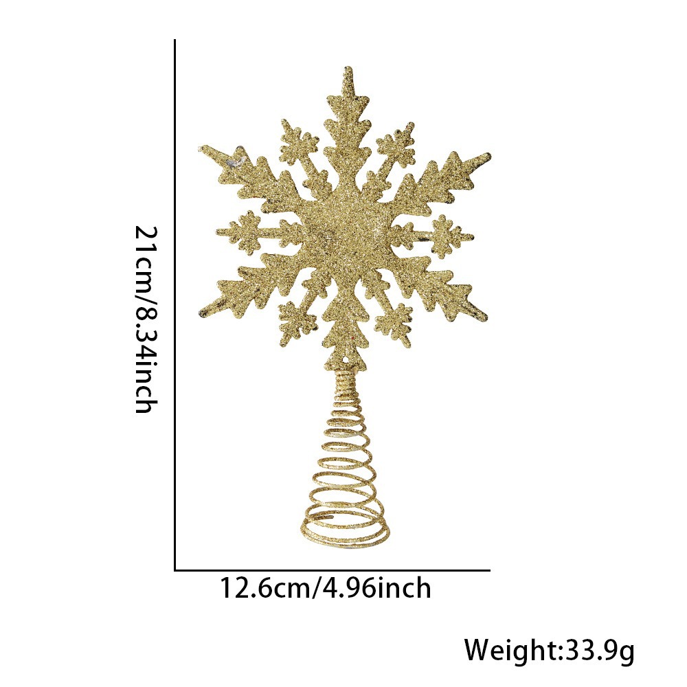 Weihnachtsbaumspitze Stern mit Glitzer-Schneeflocken-Design