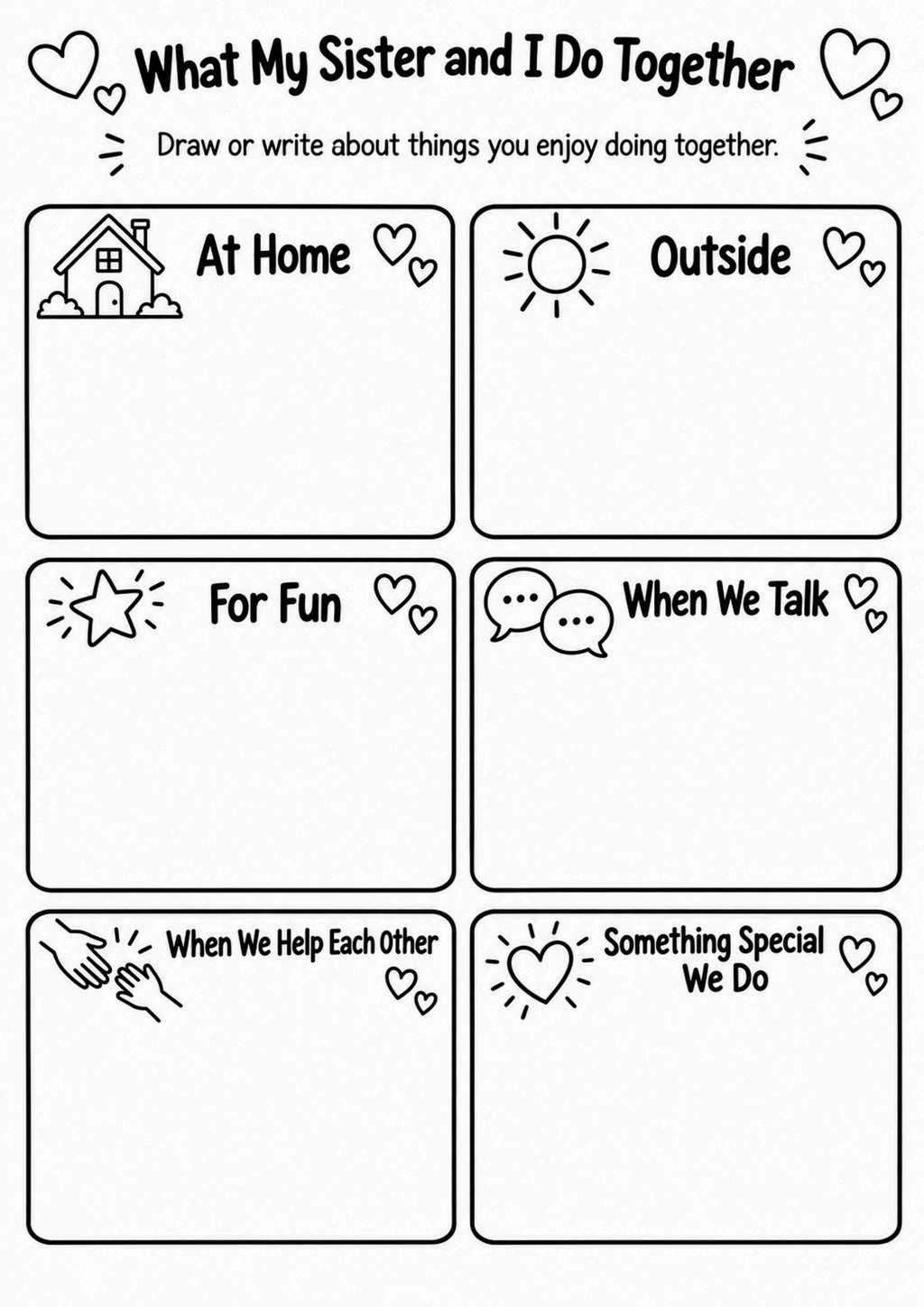 What My Sister and I Do Together Worksheet