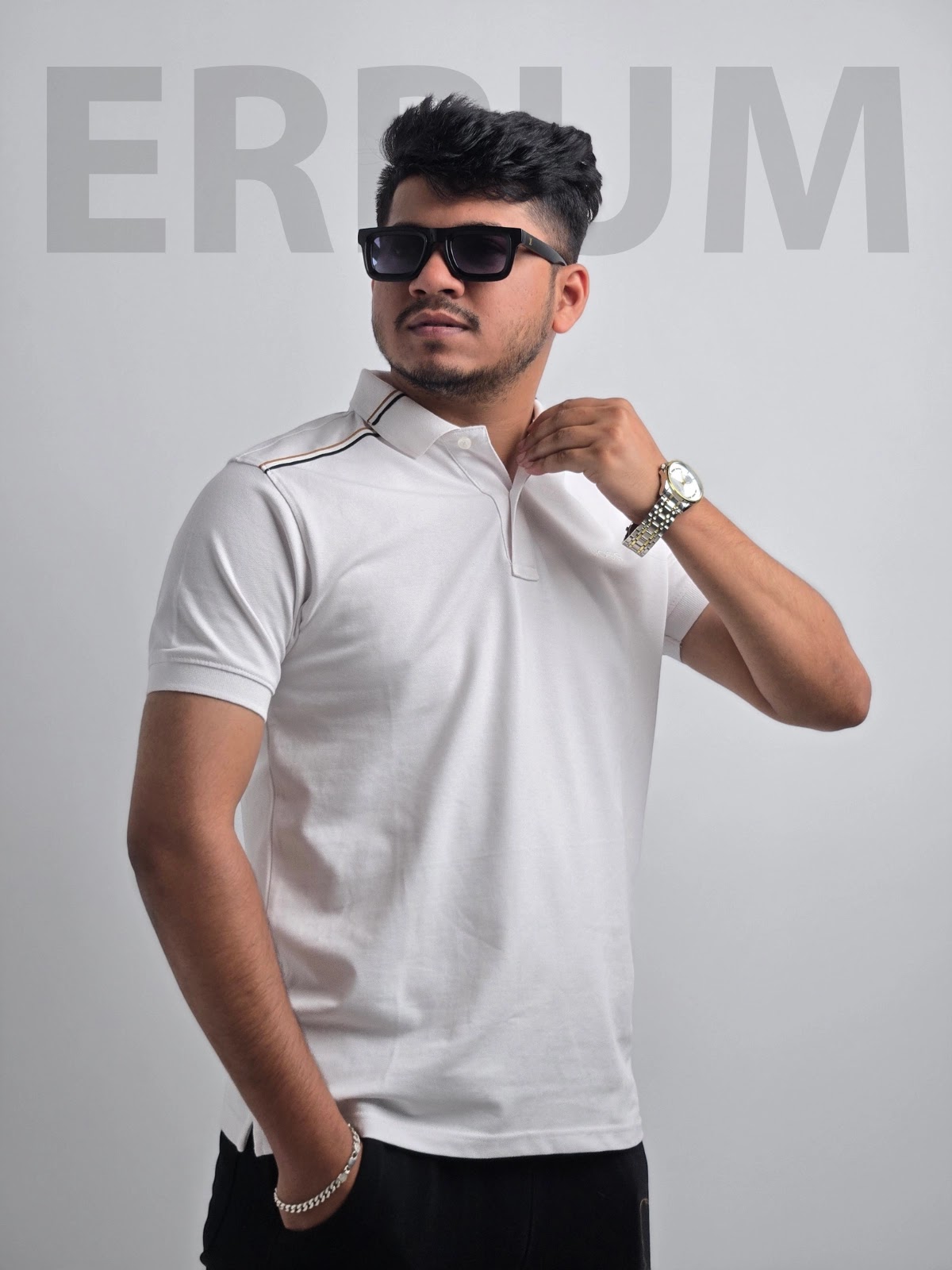 Boss Shoulder Panel Polo - White