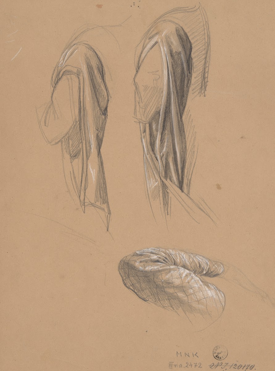 Studies of the queens dress sleeves for the painting Queen Jadwigas Oath 1867