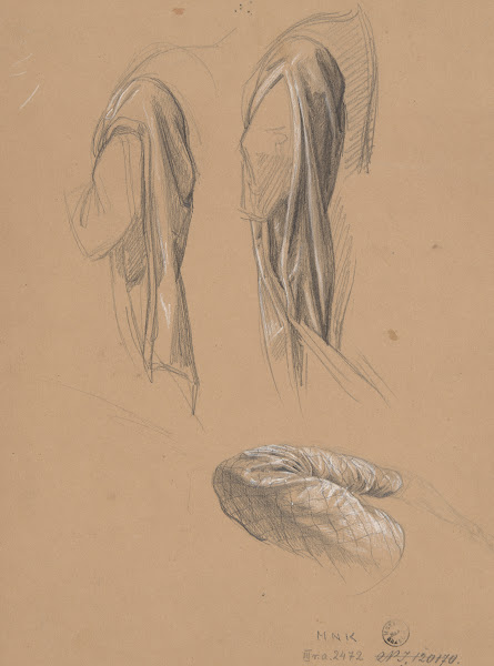 Studies of the queens dress sleeves for the painting Queen Jadwigas Oath 1867