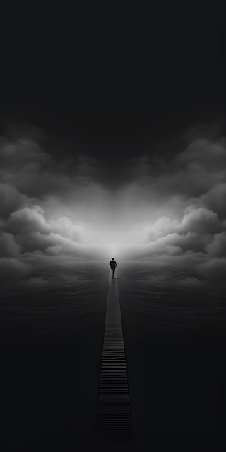 Solitary Path Over Abyss Dark Minimalist Art - Free mobile Wallpaper