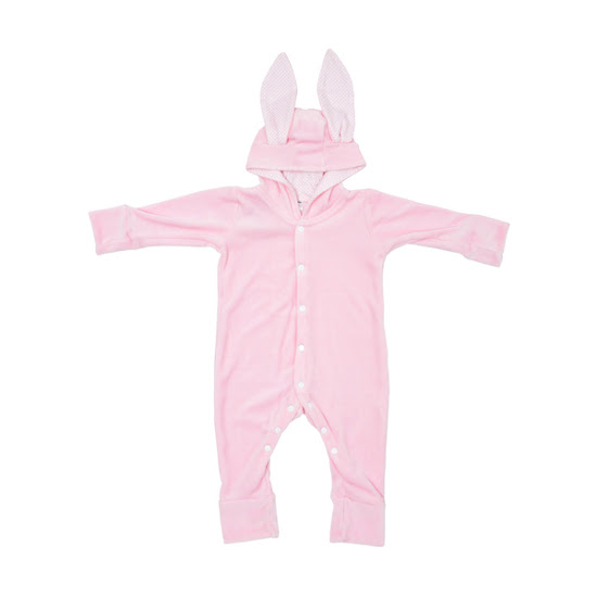 Ромпер Twins Rabbit велюр 68р рожевий