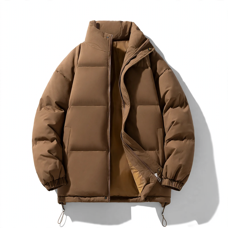 Unisex padded jacket, stand-up collar, lined, solid color