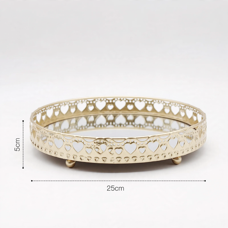 Metallic mirror tray with pearl details, Nordic