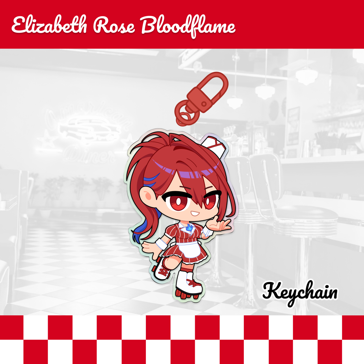HoloDiner - Elizabeth Rose Bloodflame Holographic Keychain by Ruva