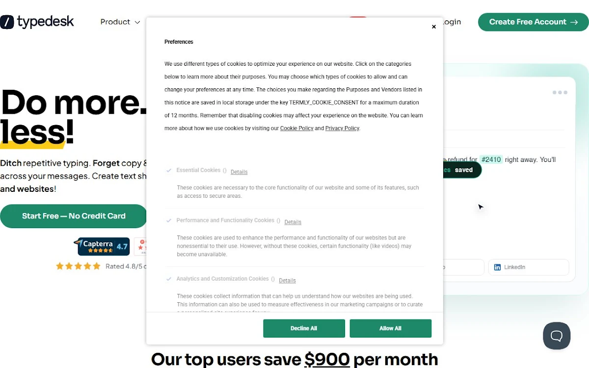 Captura de typedesk