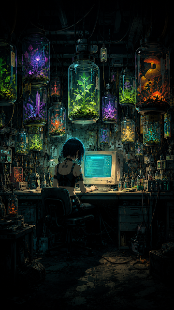 Anime Biotech Lab Cyberpunk Workshop Wallpaper - Free mobile Wallpaper