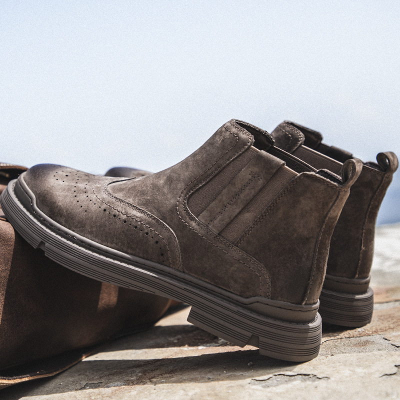 Herren-Chelsea-Boots aus Leder, gefüttert, flach