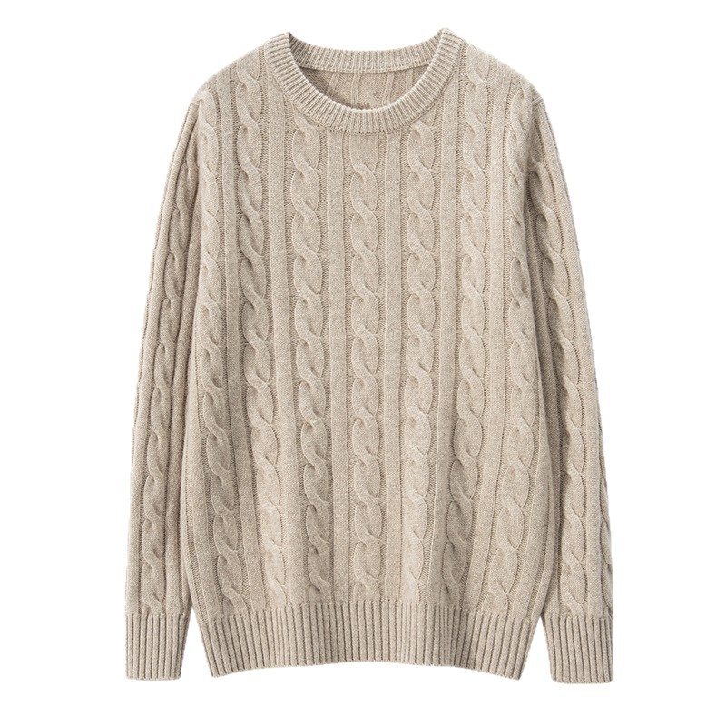 Herren-Kaschmirpullover, Zopfmuster, schweres Strickdesign